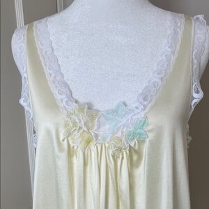 Vintage Vandemere Lemon Nightgown Slip Dress with Lace Trim Small soft romantic